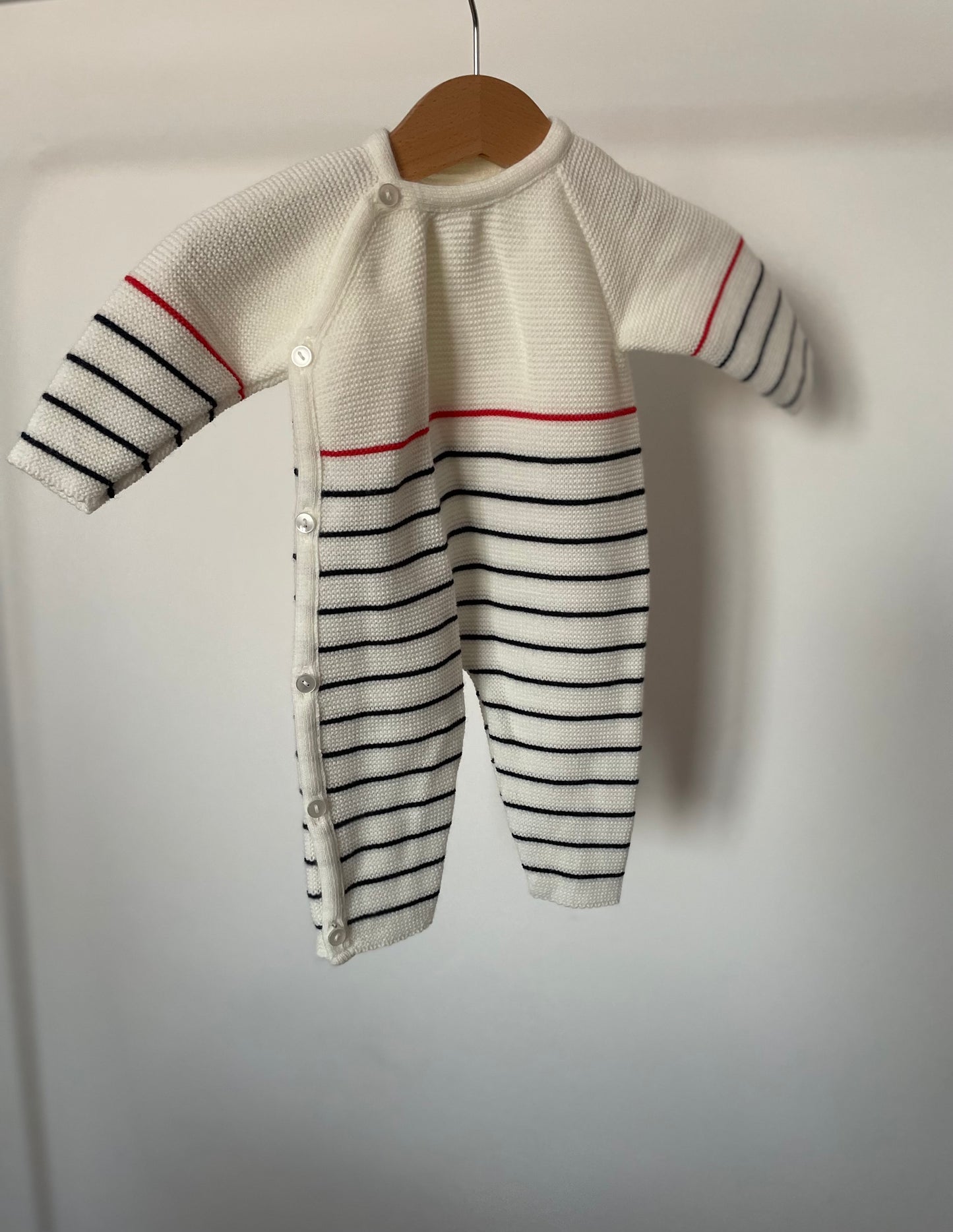 Combinaison marinière écru/rouge