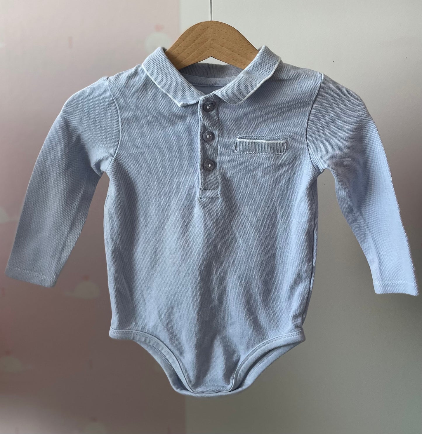 Body "polo" bleu 12 mois
