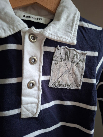 Polo rayé blanc et marine