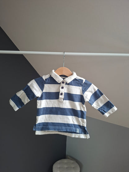 Polo rayé bleu/blanc