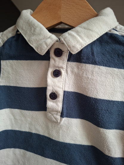 Polo rayé bleu/blanc