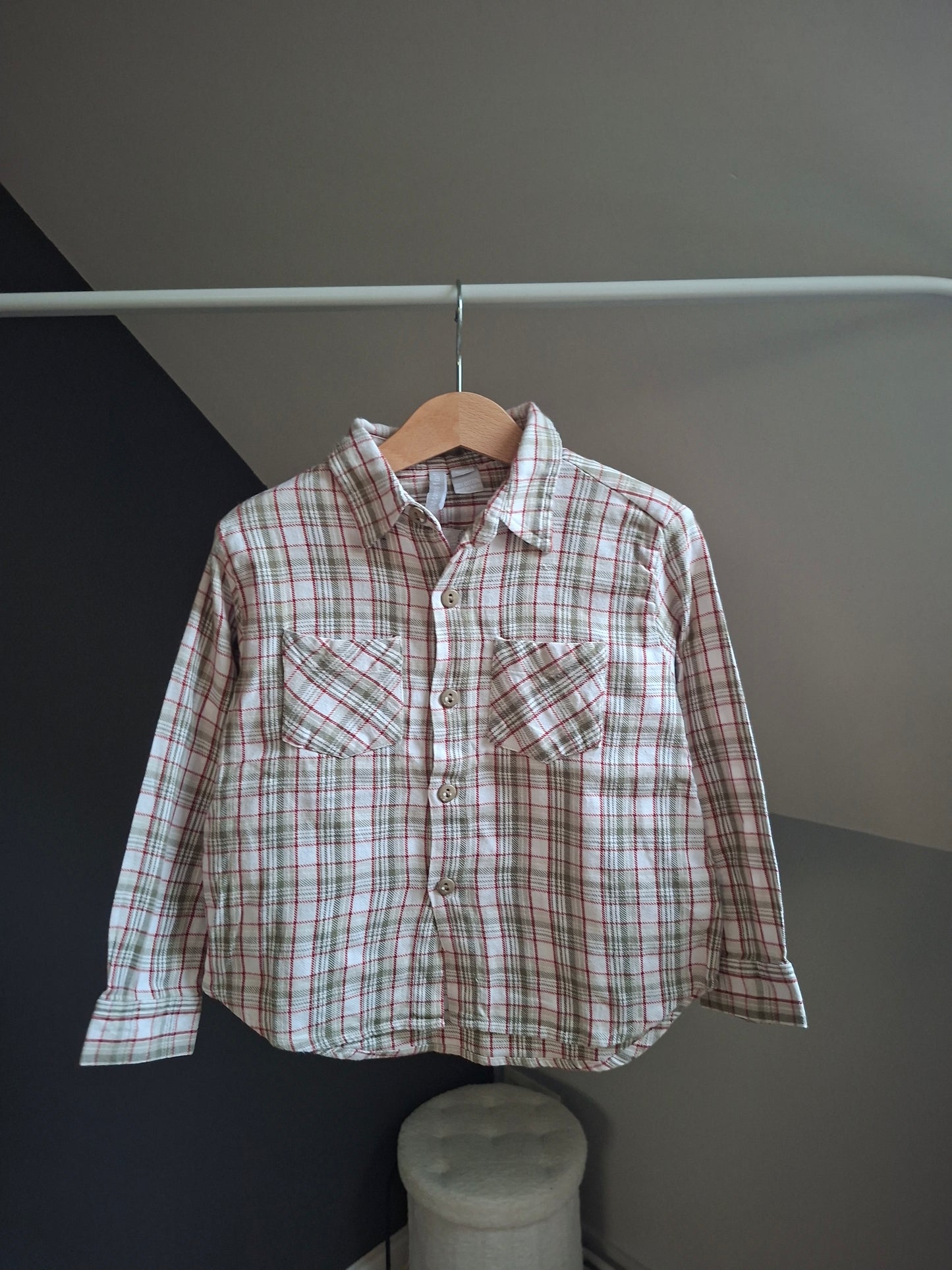 Chemise à carreaux taupe