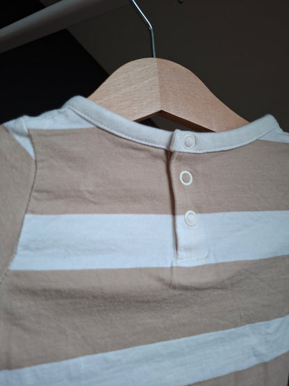 T-shirt rayé beige et blanc