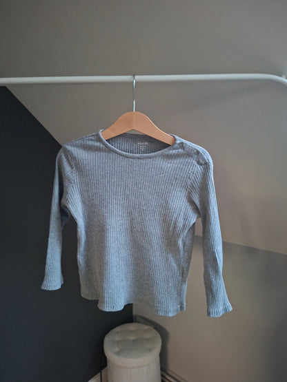 T-shirt côtelé gris