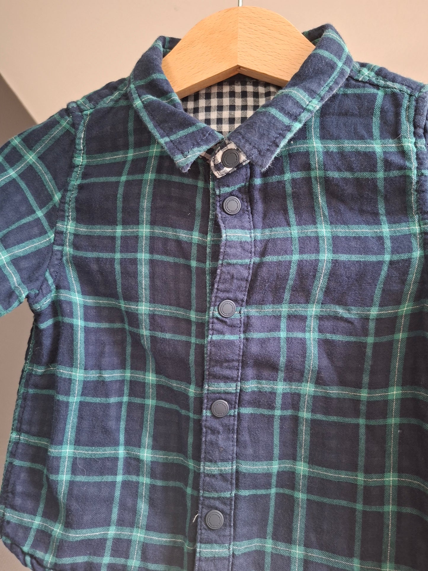 Chemise à carreaux marine et verte