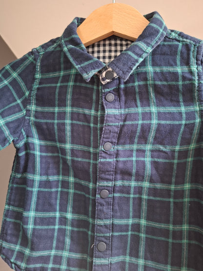 Chemise à carreaux marine et verte