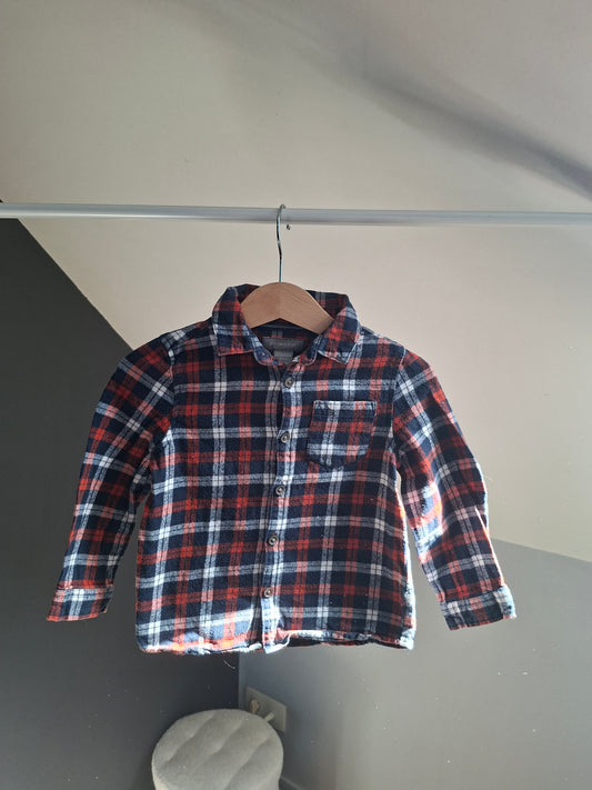 Chemise à carreaux rouge 18-24 mois
