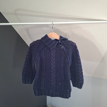 Pull marine col roulé