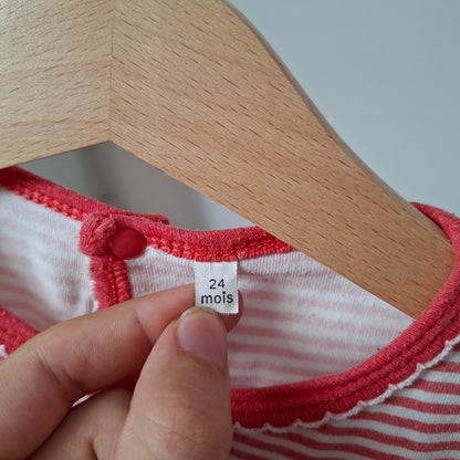 Pyjama rayé rouge 24 mois