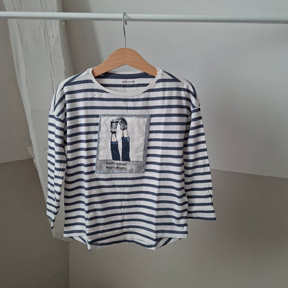 T-shirt rayé bleu/blanc 5 ans