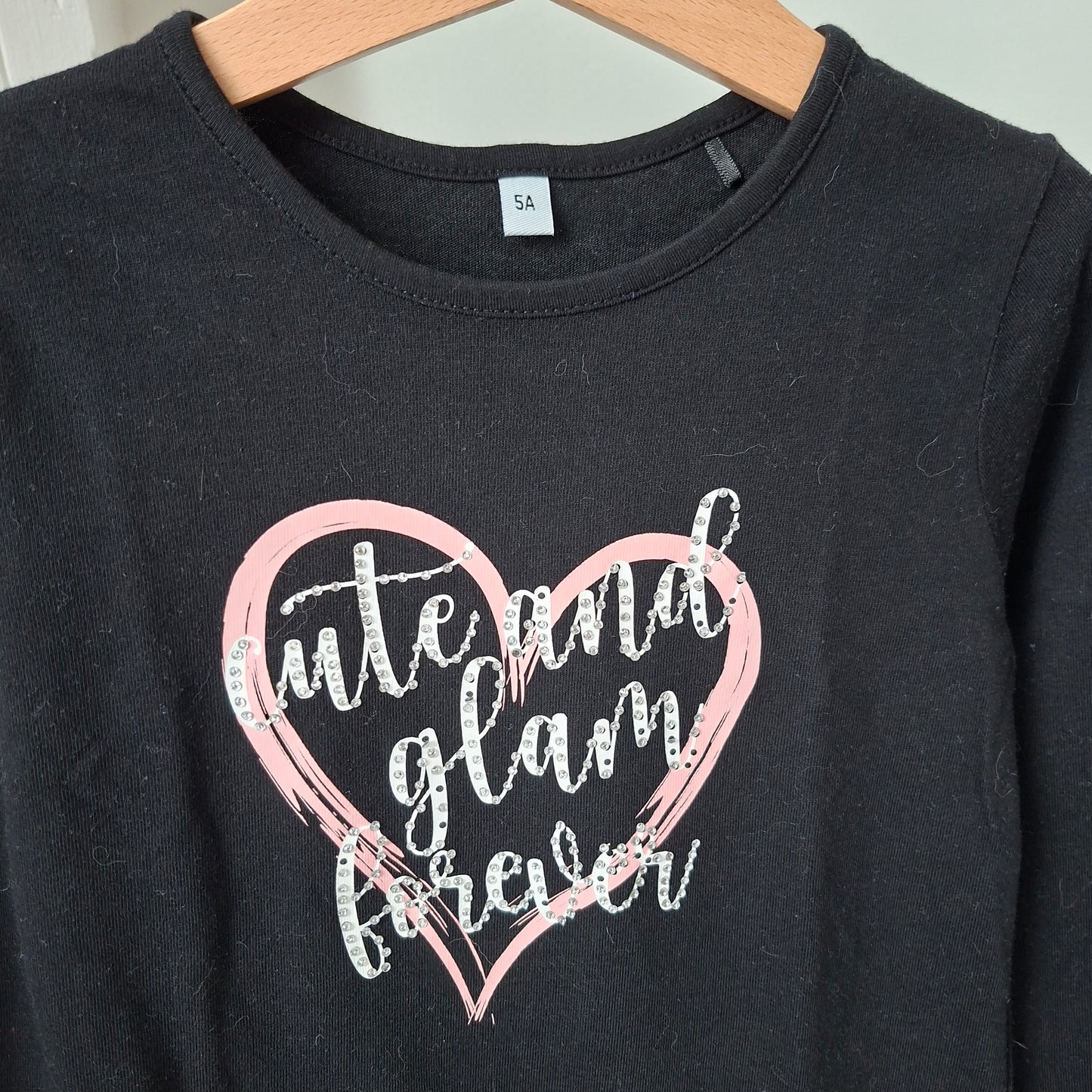 T-shirt noir "strass" 5 ans