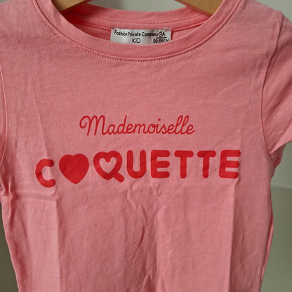 T-shirt "mademoiselle coquette" 3 ans