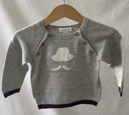 Pull gris moustache 6 mois