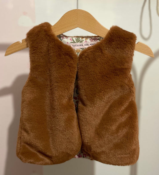 Gilet fausse fourrure marron