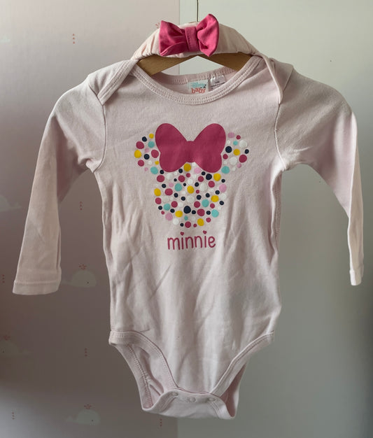 Body + noeud Minnie 6/12 mois