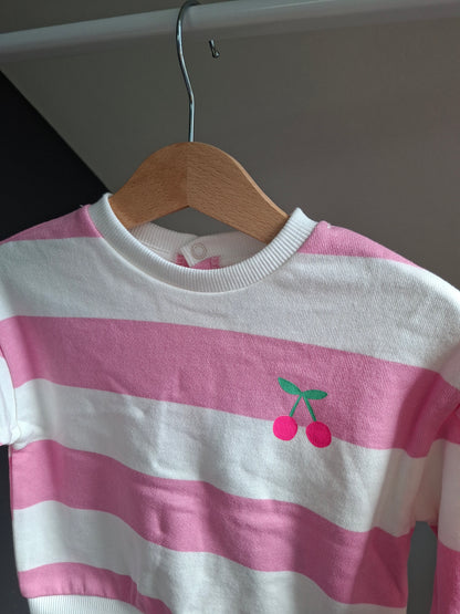 Pull rayé cerise