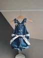 Combi-short en jean chat