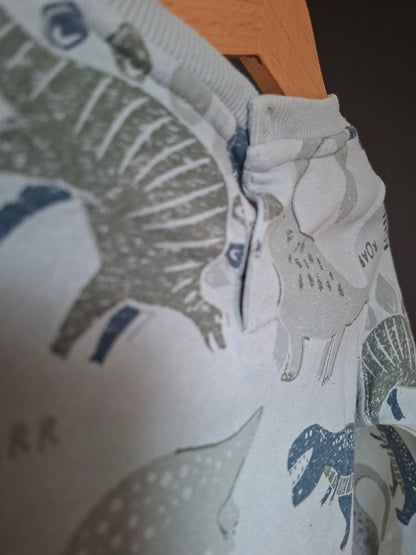 Pull bleu dinosaures