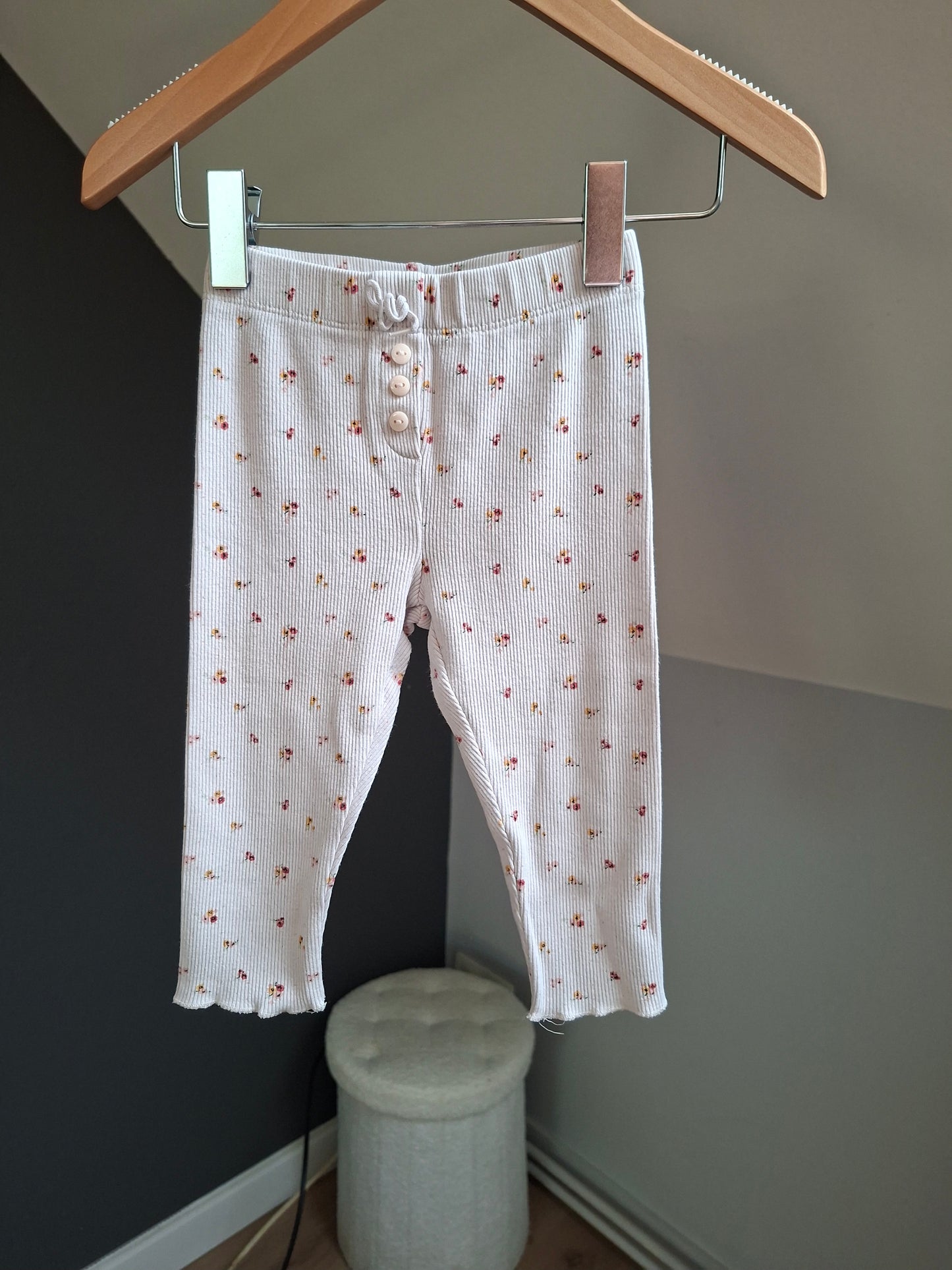 Legging fleuris côtelé