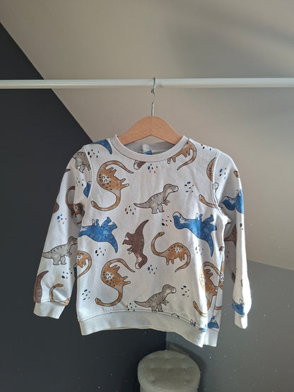 Pull blanc dinosaure